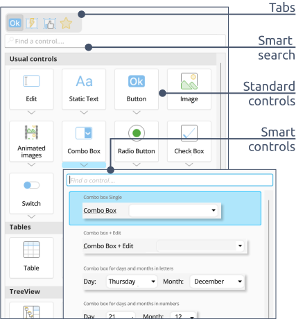 New control creation pane