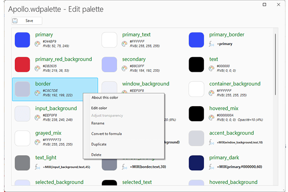 Palette editor
